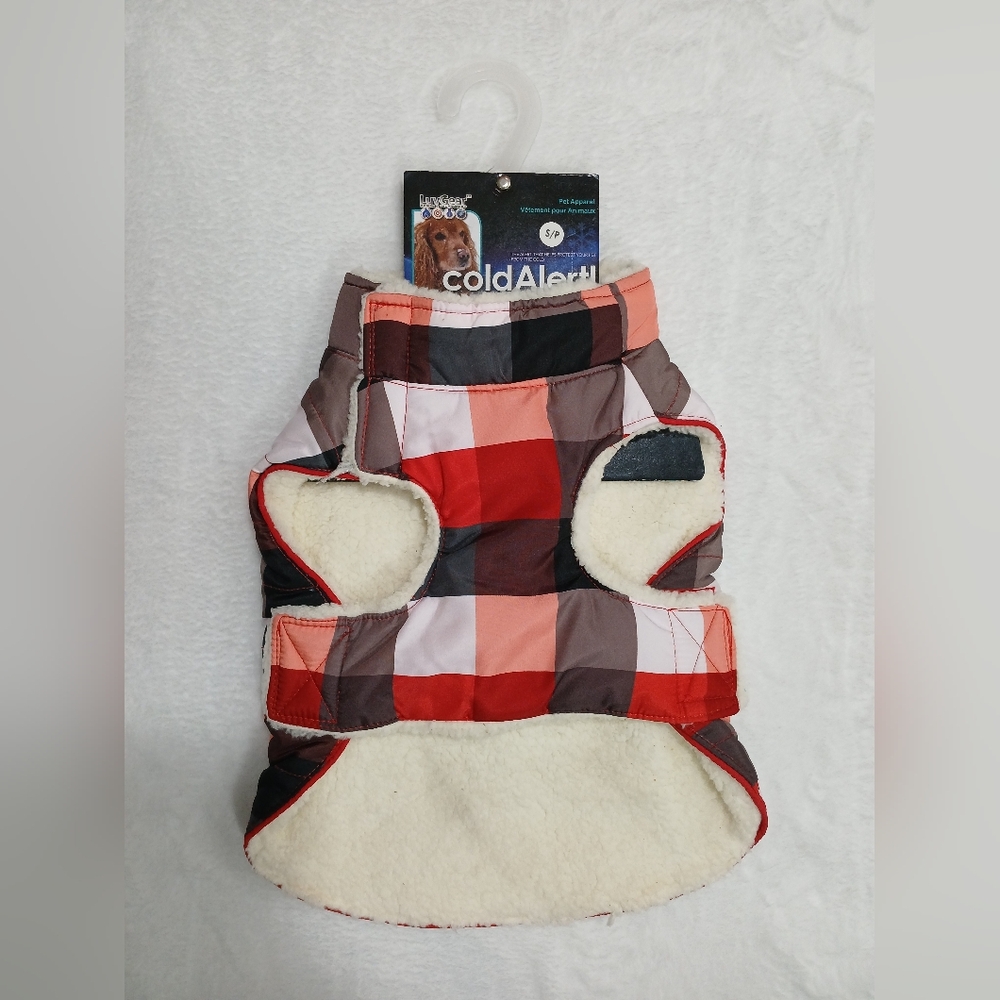 LuvGear Red & White Checker, Thick Lined Puppy/Dog Coat/Jacket, Size S/P